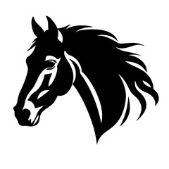 Horse head silhouette icon in black color. Vector template.