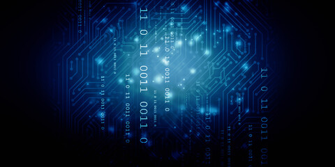 2d illustration Abstract futuristic electronic circuit technology background