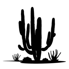 Black cactus plant silhouette
