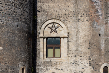 Star of David on facade of Castello Ursino, Catania, Sicily, Italy