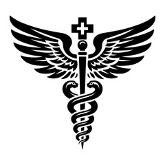 Caduceus medical symbol, generative ai, vector illustration.