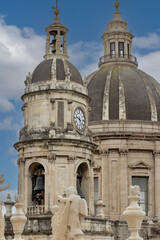 Obraz premium Dome and bell tower of baroque Catania Cathedra, Catania, Sicily, Italy
