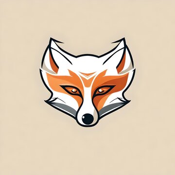 flat vector logo of fox face isolated on white