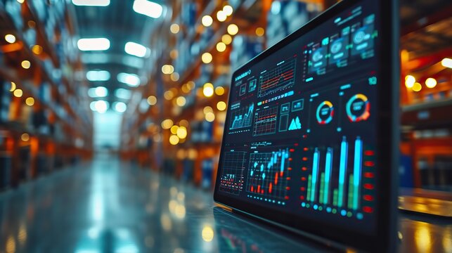 Focused on a data analytics dashboard, this image captures the essence of network management and monitoring within a server room environment.