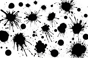 Big set of grunge splashes, paint splashes, stains on a white background, illustration. Playground AI platform.
