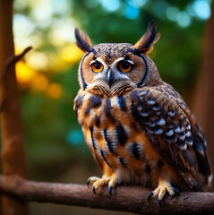 Obraz premium great horned owl on a branch