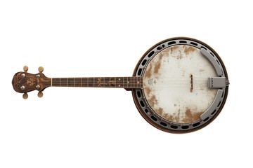 Vintage banjo on white