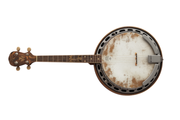Vintage banjo on white