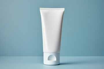 Spotless white tube presents a perfect mockup for beauty products, set against a blue background that evokes a sense of purity and simplicity