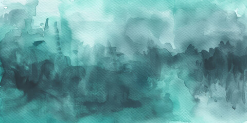 green teal watercolor paint on canvas background
