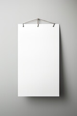 
blank paper print mockup cliped on strings with gray background