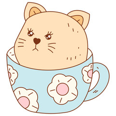 Cat Heart Clipart PNG SVG Sublimation, Purrfectly Adorable: Cat with Heart Clipart, Vector isolated cat inside heart symbol  line drawing