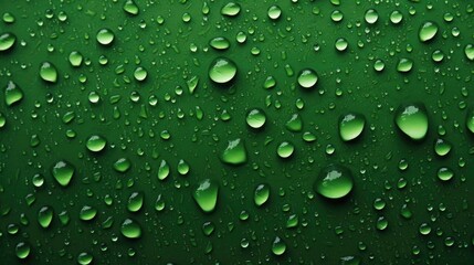 The background of raindrops is in Green color.