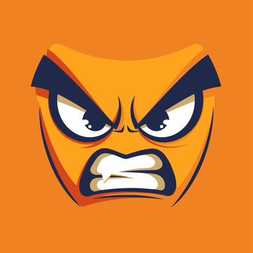 cartoon face logo, Angry face