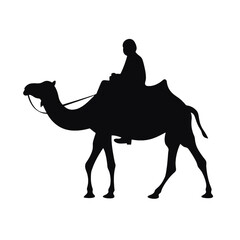 
People ride camels
