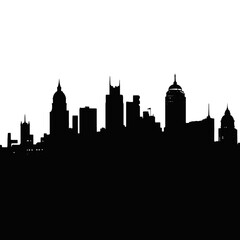 Fototapeta premium Silhouette of city with black color on white background