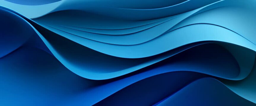 Blue wavy papercut lines moving slowly