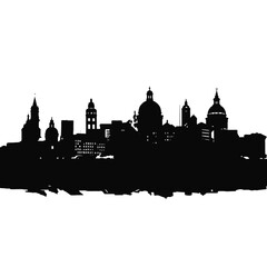 Fototapeta premium Silhouette of city with black color on white background