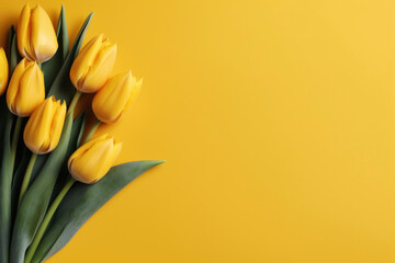 Yellow Tulips on Bright Yellow Background