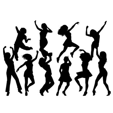 
silhouettes of dancing people