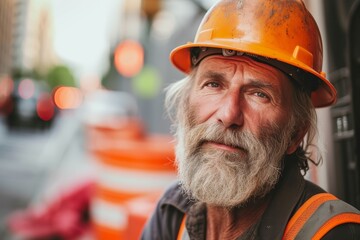 Tough men in construction at work site