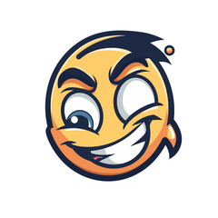 cartoon face logo, Winking face