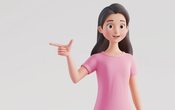 woman pointing 3d
