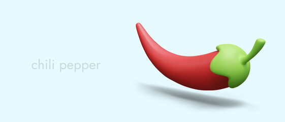 3D red chili pepper. Spicy vegetable, seasoning for dishes. Rich taste