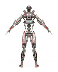 Obraz premium apocalypse cyborg on a pose in rear view