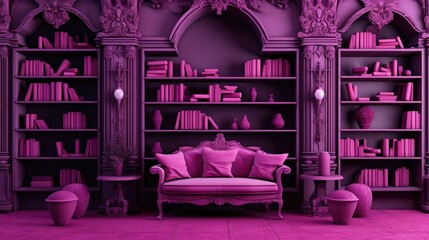 The background of the bookcases is in Magenta color