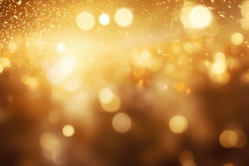 Golden glittering magic lights, Glistening festive ambiance: captivating defocused holiday background, AI generated