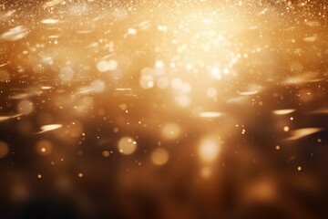 Obraz premium Golden glittering magic lights, Glistening festive ambiance: captivating defocused holiday background, AI generated