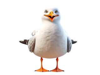 Obraz premium Cartoon Seagull, isolated on a transparent or white background