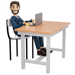 high-quality 3D illustration of a businessman character suitable for use on websites, apps, or similar purposes. The illustration features a handsome man in a dark blue suit.