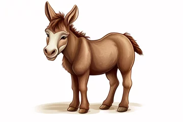 Foto op Plexiglas a brown donkey with white face © Georgeta