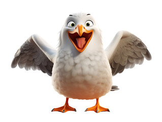 Obraz premium Cartoon Seagull, isolated on a transparent or white background
