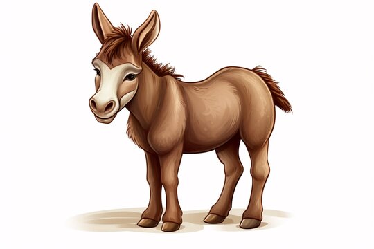 a brown donkey with white face