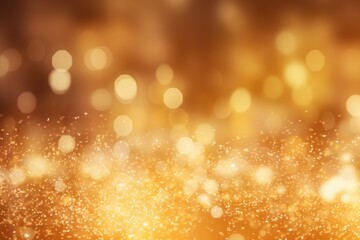 Obraz na płótnie Canvas Golden glittering magic lights, Glistening festive ambiance: captivating defocused holiday background, AI generated