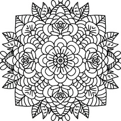 Flower Coloring Page Outline Vector 
