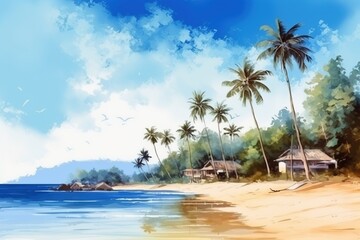 beach with palm trees