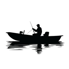 
fisherman in a boat silhouette
