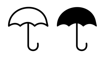 Precipitation Shield Line Icon. Rain Guard Icon in Black and White Color.