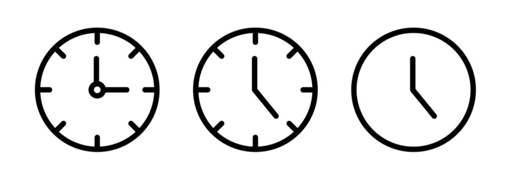 Chronology Tracker Line Icon. Timepiece Display Icon in Black and White Color.