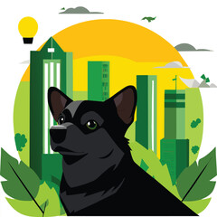 Eco-Pup in the Urban Jungle: Sustainable City Vector