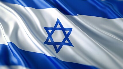 3-dimensional flag of Israel on a blank background with room for text.