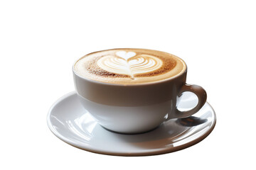 coffee latte in coffee shop cafe, Isolated on transparent PNG background, Generative ai