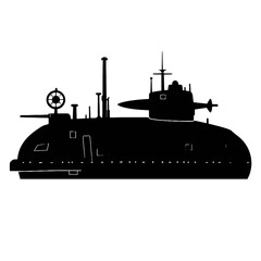 submarine silhouette isolated on white background