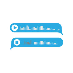 Voice messages geometric badge with microphone emblem. Voice messaging correspondence. Modern flat style vector illustration.