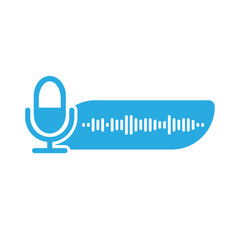 Voice messages bubble icon with sound wave and microphone. Voice messaging correspondence. Modern flat style vector illustration.