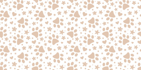 Neutral paw pattern, vector background for pets, seamless repeating wallpaper © Kati Moth